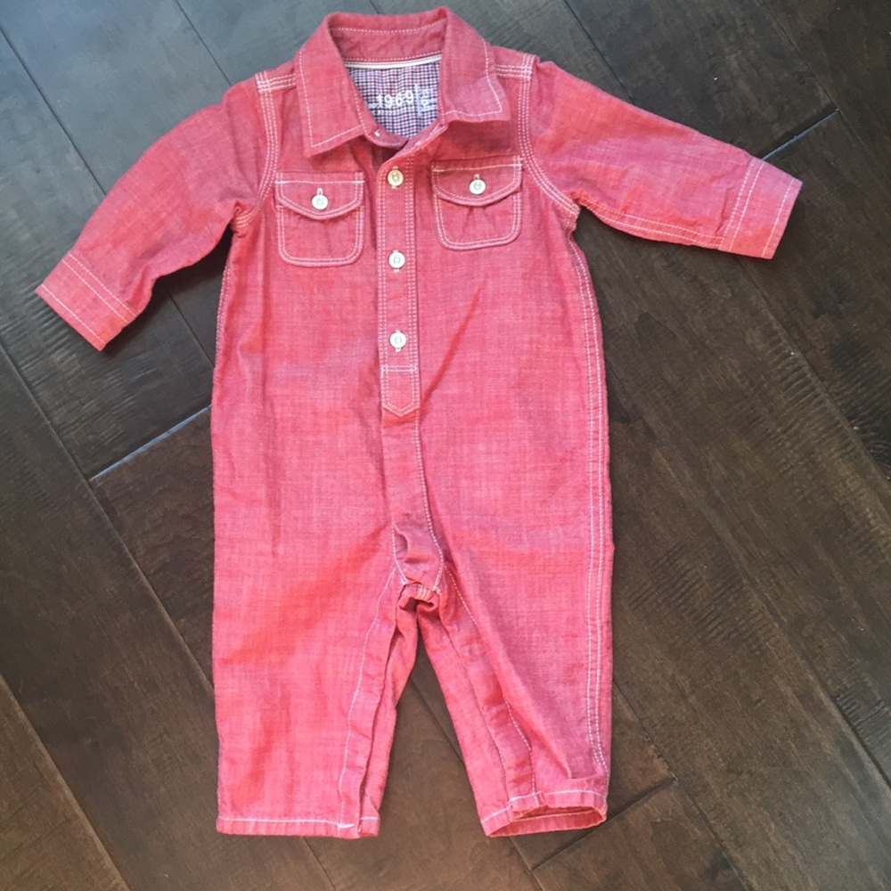 GAP infant one piece red denim jumpsuit